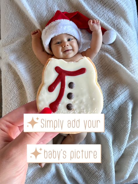 Photoshop the trendy snowman cookie on your baby!!! Super easy and saves you a trip #starbucks #snowman #snowmancookie #babyphotography #christmas #christmasphotography #musthave Starbucks Christmas Cookie Baby, Starbucks Cookie Baby Photo, Starbucks Snowman Cookie Baby, Snowman Cookie Baby Picture, December Diy, Starbucks Cookies, Cookie Pictures, Snowman Cookie, Snowman Cookies