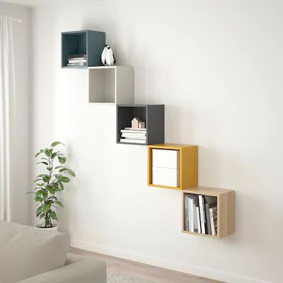 Cube Wall Shelf, Ikea Eket, Flexible Furniture, Ikea Wall, Regal Design, Wall Shelves Design, Floating Wall Shelves, Floating Wall, Shelf Design