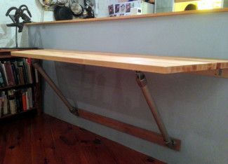 Butcher Block Ideas, Table Retractable, Diy Butcher Block, Butcher Block Tables, Butcher Block Table, Diy Kitchen Table, Drop Down Table, Wall Mounted Table, Butcher Blocks