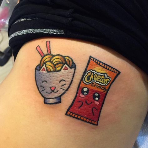 @melvin_arizmendi on Instagram: “Thank you Jenny 😊💓 I love you @tennjoy ✨💕✨💖✨☃✨ #kawaiiramen #cheeto #eleganza #extravaganza ✨ @the_hideaway_tattoo” Flaming Hot Cheetos, Flaming Hot, Hot Cheetos, Matching Tattoos, Body Mods, Skull Tattoo, I Love You, Love You, I Love