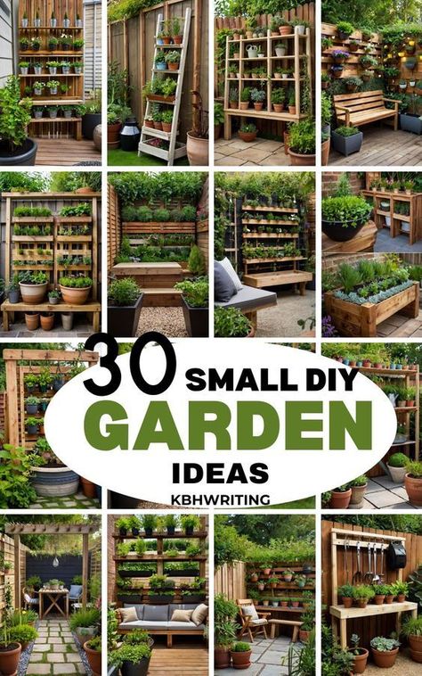 30+ Small Garden DIY Ideas Planting Small Garden, Mini Garden In Pot, Vertical Garden Small Spaces, Vertical Garden Bed, Vertical Gardens Outdoor, Gardening Diy Ideas, Small Patio Vegetable Garden, Mini Garden Ideas Small Spaces Indoor, Vertical Vegetable Gardens Diy