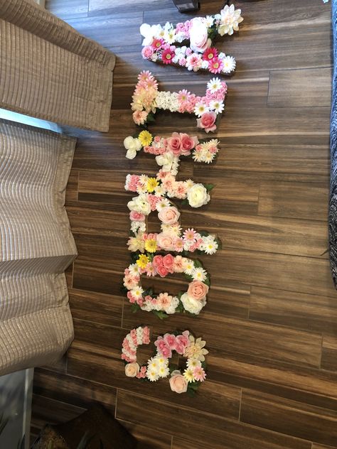 Floral Letters Diy, 99 Cent Store, Cardboard Letters, Instagram Wall, Foam Letters, Initial Sign, Baby Letters, Foam Shapes, Flower Alphabet