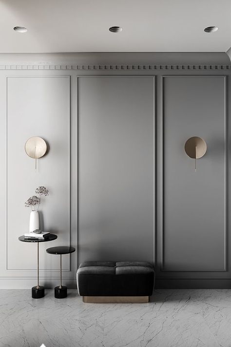 Contemporary Wall Molding, Pop Mouldings On Wall, Wall Pop Designs For Bedroom, Modern Molding On Walls, Pop Molding Design On Wall, Wall Molding Ideas Living Room, Pop Wall Design Living Rooms, Moldings On Walls, Pop Moulding Design On Wall