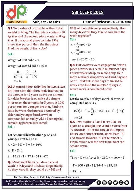 DP | Previous Year Questions For SBI Clerk Prelims | 02 - 02 - 18  http://www.mahendraguru.com/2018/02/dp-previous-year-questions-for-sbi-clerk.html Sbi Clerk Preparation Notes, Sbi Clerk, Easy Notes, Competitive Exam, General Knowledge Book, New Pic, Study Material, Previous Year, Study Materials