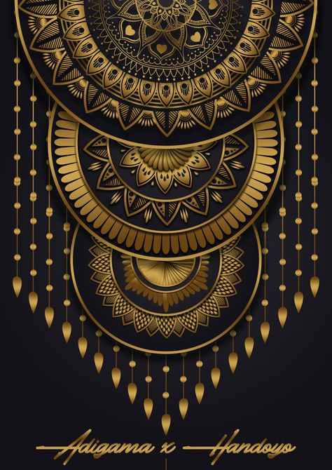 Golden Mandala Art, Elements Of Design Texture, Black And Gold Mandala, Henna Canvas, Bild Gold, Art Deco Design Graphics, Black And Gold Design, Texture Png, Gond Painting