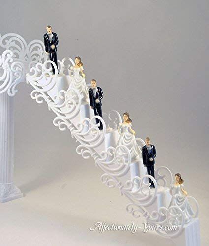 Amazon.com: 16 Piece Wedding Cake Decorative White Filigree Stair Set - Easy To Customize Bridesmaid and Groomsmen Figurines : Handmade Products Staircase Wedding Cake, Parents Wedding, Wedding Theme Colors, Bridesmaids And Groomsmen, Amazon Handmade, Wedding Supplies, Handmade Products, Handmade Home, Hand Designs