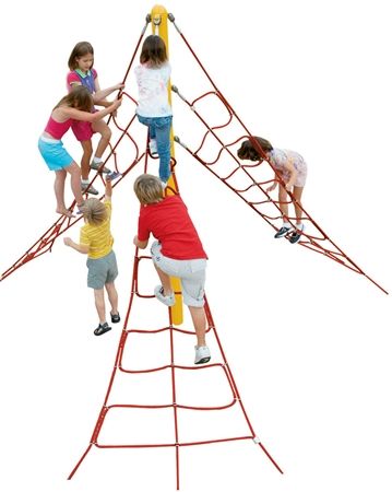 Star Seeker Climber - Single Post with Three Triangular Cable Nets - Ages 5-12 - Landscape Structures Png Collage, Render People, Playground For Kids, Commercial Playground Equipment, Urban Intervention, Playground Set, Kids Climbing, Kindergarten Design, Art Journal Prompts