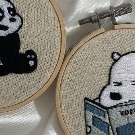 We Bare Bears Embroidery of Ice Bear DO NOT REPOST #webarebears #icebear #grizzly#panda#icebear#bears #barebears#webarebears#love #webarebearswallpaper#cute #webarebearart #funny #webarebearsedit#asthetic #webarebearsfans#cartoon embroidery #embroideryart #embroiderd #art #artwork #siblings #sketch #sketchbook #house #artpiece #embroiderersofinstagram #embroiderydesign #embroiderylover We Bare Bears Embroidery, Ice Bear And Grizzly, Ice Bear, Ice Bears, Cartoon Embroidery, Bare Bears, We Bare Bears, Grizzly Bear, Embroidery Art