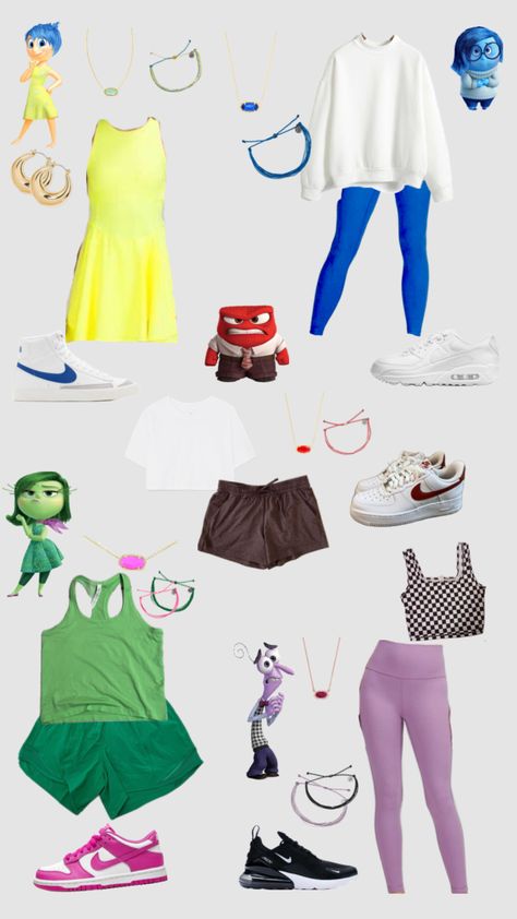 inside out emotions outfits!!! should i make one of the new emotions? #insideout #insideout2 Inside Out Costume, Twin Costumes, Trio Costumes, Inside Out Emotions, Classy Halloween Costumes, Matching Halloween Costumes, Duo Costumes, Disneyland Outfits, Halloween Costumes Friends