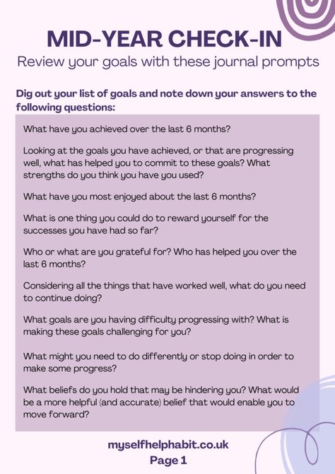 Time for your mid-year check-in! How to review your goals and keep yourself on track - My Self-Help Habit Life Check In, Mid Year Review Bullet Journal, Mid Year Performance Review, Mid Month Check In, Mid Year Reflection Questions, Mid Year Reset Journal, Mid Year Reflection, Mid Year Journal Prompts, Mid Year Check In