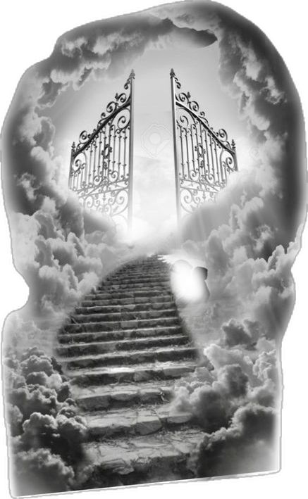 Heavens Gates Tattoo Design, Staircase Tattoo, Stairs To Heaven Tattoo, Gates Of Heaven Tattoo, Tattoos Half Sleeve, Stairway To Heaven Tattoo, Cloud Tattoo Sleeve, Guardian Angel Tattoo Designs, Heaven Tattoo