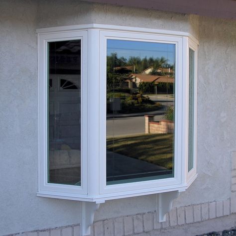 Bay Window Outside, Kitchen Bay Window, Affordable Windows, Outside View, Siding Colors, Bay Windows, Casement Windows, Window Vinyl, Window Design