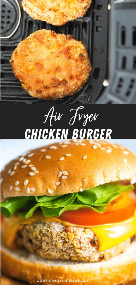 Burger In Air Fryer, Air Fryer Chicken Burgers, Honey Mustard Coleslaw, Mustard Coleslaw, Chicken Patty Recipes, Turkey Ground, Ground Chicken Burgers, Chicken Patty, Burger Chicken