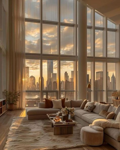 Penthouse Apartment Aesthetic, Penthouse Aesthetic, Penthouse Living Room, Nyc Penthouse, New York Penthouse, Apartment View, Big Tv, Dream Life House, Dream Apartment Decor