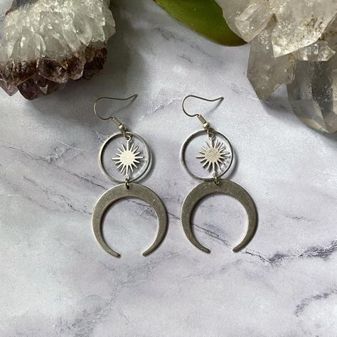 Egyptian Earrings, Witch Crafts, Crescent Earrings, Wire Cuff, Moon And Star Earrings, Crescent Moon Earrings, Rose Quartz Earrings, Love Earrings, Hoop Earrings Style