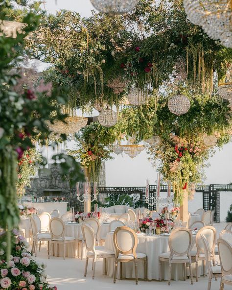 Indoor Outdoor Wedding Decor, Transformed Ballroom Wedding, Crazy Rich Asians Inspired Wedding, Flower Garden Wedding Decor, Greenery Wedding With Pop Of Color, Extravagant Wedding Florals, Upscale Garden Wedding, High End Wedding Decor, Luxury Wedding Florals