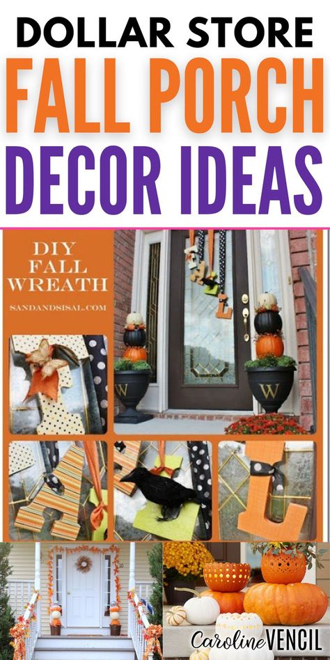 Dollar Store Porch Decor, Fall Porch Decorating Ideas Diy Dollar Tree, Fall Porch Decorating Ideas Dollar Tree, Cheap Fall Front Porch Decor, Dollar Store Fall Crafts Diy Outdoor, Cricut Fall Decorations Outdoor, Dollar Tree Fall Porch Decor, Cheap Fall Decor Diy Front Porch, Diy Fall Porch Decor Dollar Tree