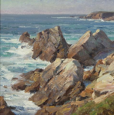 Ocean Rocks Photography, Clyde Aspevig Paintings, Clyde Aspevig, Oil Painting Modern Art, Sea Oil Painting, Abstract Beach Painting, Rocky Coastline, Ocean Landscape Painting, Oil Painting Modern