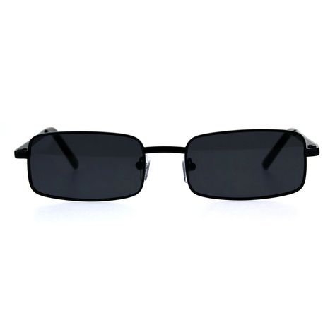 Amazon.com: Mens Retro Vintage Narrow Rectangular Pimp Metal Sunglasses All Black: Clothing Black Glasses Outfit, Indie Sunglasses, Mens Glasses Fashion, Weird Jewelry, Top Sunglasses, Fashion Eye Glasses, Stylish Glasses, Trendy Sunglasses, Metal Sunglasses