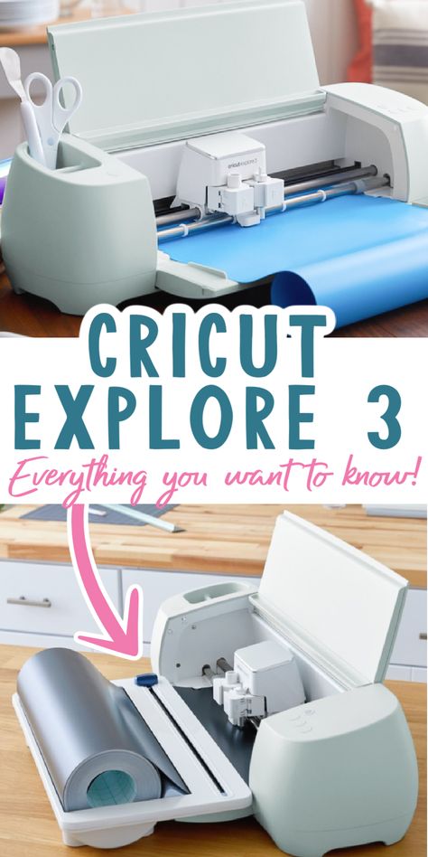 Find out everything you ever wanted to know about the Cricut Explore 3 including how to cut without a mat and cut 2x faster than the Cricut Explore Air 2. #cricut #cricutexplore3 #newcricut Cricut Explore Air 3 For Beginners, Cricut Explorer 2, Crichton Explore 3, Cricket Explorer 3, Cricut Explore 3 Projects Beginner, Beginner Cricut Explore 3 Projects, Cricut Explore 3 Ideas, How To Use Cricut Explorer 3, Circuit Explore 3 Projects