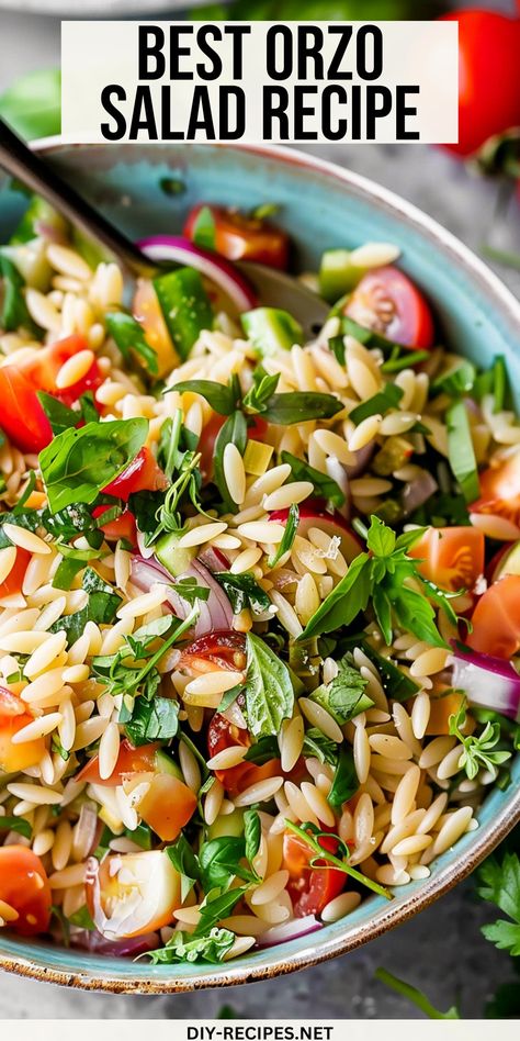 Discover the best orzo salad recipe ever! Mediterranean Orzo Salad Recipes, Simple Orzo Salad, Italian Salads For Parties, Orzo Salad Recipes Cold, Orzo Recipes Side, Noodle Salads, Mediterranean Orzo Salad, Greek Orzo Salad, Mediterranean Cooking