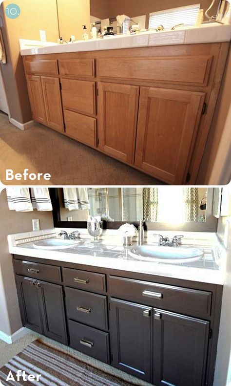 DIY Bathroom Mirror Makeover | ... Top Ten Bathroom Makeovers of 2011! » Curbly | DIY Design Community Bathroom Mirror Makeover, Bathroom Mirrors Diy, Diy Home Decor For Apartments, Diy Home Improvements On A Budget, Mirror Makeover, Bad Inspiration, After Pictures, Kitchen Cupboard, Bathroom Redo