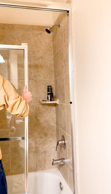 How to Remove a Glass Shower Door & Update Your Bathroom — Breezing Through Remove Glass Shower Doors, Remove Shower Door Add Curtain, Shower Door Update, Replace Shower Door, Door Update, Curved Curtain Rods, Stall Door, Glass Shower Door, Glass Shower Enclosures