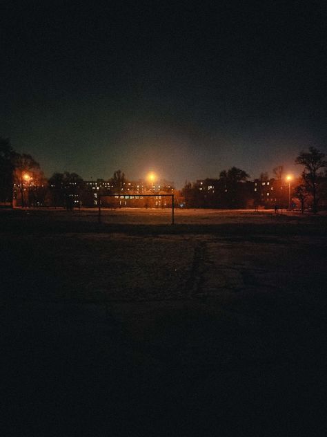 Football Field At Night, Cliff Aesthetic, School Football Field, Field At Night, Location Inspiration, Over The Garden Wall, Football Field, School Football, Garden Wall