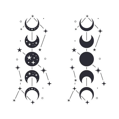 Vector fases de la luna con estrellas si... | Premium Vector #Freepik #vector #luna #eclipse-lunar #luna-ilustracion #luna-nueva Moon Vector Illustration, About Moon, Moon Phase Calendar, Magic Store, Moon Vector, Moon Silhouette, Stars Moon, All The Young Dudes, Moon Magic