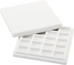 Creative Mark English Glazed Porcelain Palette, Sturdy Construction with 20 Deep Paint Wells for Color Mixing, Palette for Watercolor, Gouache & Oil Paints for Artists, Professionals, Students Porcelain Paint Palette, Color Mixing Palette, Watercolor Palette Boxes, Mark English, Porcelain Paint, Watercolor Mixing, Paint Tray, Paint Storage, Artist Palette