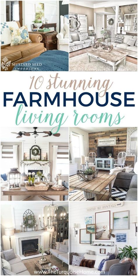 Number 3 is just gorgeous!!! 10 Stunning Living Rooms with Farmhouse Decor Stunning Living Rooms, Kitchen Open Concept, Farmhouse Living Rooms, Rustic Farmhouse Living Room, Casa Country, Modern Farmhouse Living Room, Farmhouse Decor Living Room, Rustic Living, Furniture Layout