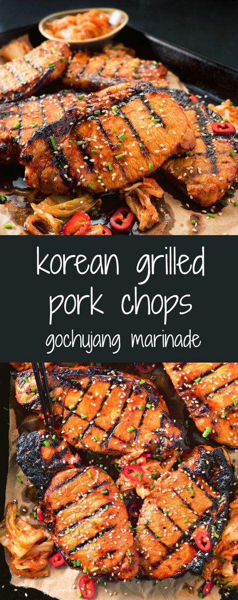 korean style pork chops - glebe kitchen Korean Pork Chops, Korean Pork, Bbq Pork Ribs, Pork Rib Recipes, White Miso, Grilled Pork Chops, Bbq Pork, Pork Chop, Pork Chop Recipes