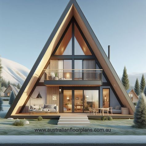 A Nordic A-Frame house A Type House Design, A Frame With Balcony, A Shape House Design, A Shape Cabin, A Shaped House, A Type House, A Frame House Exterior, Double A Frame House, Luxury A Frame