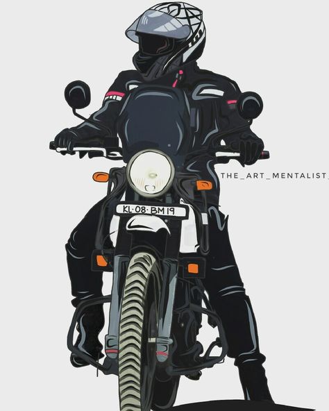 Biker Character Design, Biker Illustration, Feel Good Pictures, Jeep Wallpaper, Bike Artwork, Motorbike Art, Enfield Himalayan, Riding Quotes, Motorcycle Drawing