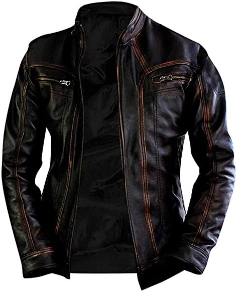 BFS Apparels Biker Mens Distressed Vintage Brando Cafe Racer Leather Motorcycle Jacket : Amazon.co.uk: Everything Else Vintage Racing Jacket, Man Cafe, Cafe Racer Leather Jacket, Black Leather Jacket Men, Vintage Cafe Racer, Black Biker Jacket, Distressed Leather Jacket, Cafe Racer Style, Cafe Racer Jacket