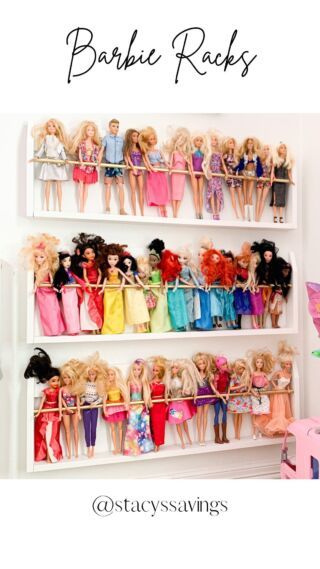 Barbie Storage, Barbie Organization, Girls Room Organization, Doll Organization, Toy Room Organization, Barbie Bedroom, Doll Storage, Barbie Room, Toddler Playroom