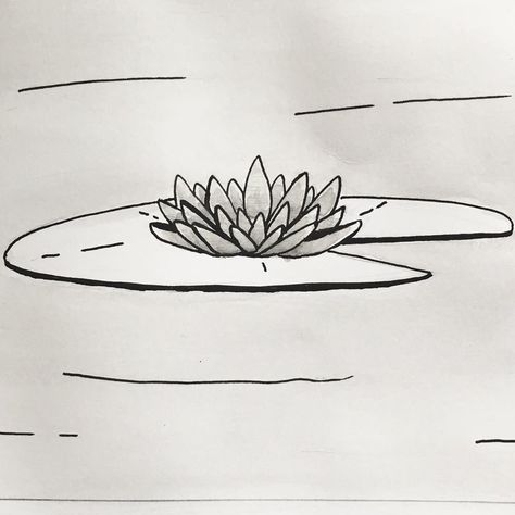 Lilypad Drawing, Lilypad Tattoo, Pond Tattoo, Tranquility Tattoo, Lily Pad Drawing, Water Lily Drawing, Lotus Drawing, Simple Tats, Dragonfly Drawing