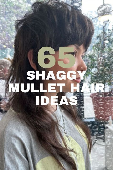 An edgy shaggy mullet hairstyle with textured layers, choppy bangs, and longer lengths at the back, styled for a bold and modern look. Shaggy Medium Hair No Bangs, Mullet Bob Hairstyle Women, Professional Mullet, Choppy Edgy Hair, Womens Mullet Hairstyles, Choppy Bangs With Long Hair, Modern Mullet Women Shag, Dolly Parton Hair, Wolf Shag Haircut