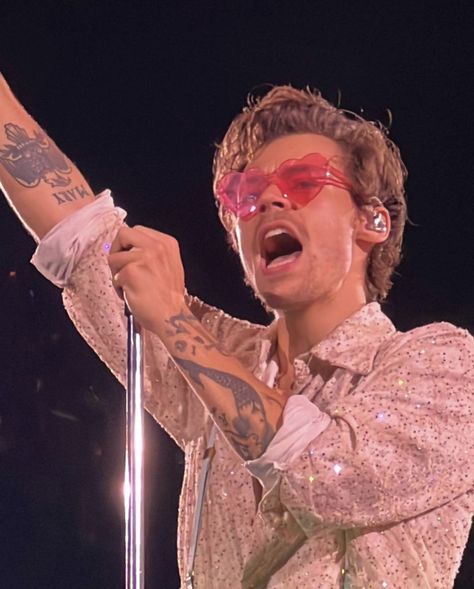 Harry Styles Twitter Icon, Harry Styles Pink Aesthetic, Harry Styles Glasses, Harry Styles Sunglasses, Celebrities Crush, Heart Shape Sunglasses, Harry Styles Icons, Sunglasses Party, Pink Amazon