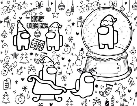 among us x christmas coloring sheet/ coloring page Colouring Pages Christmas, Christmas Among Us, Among Us Christmas, Among Us Coloring Pages, Among Us Coloring, Merry Christmas Coloring Pages, Christmas Colouring Pages, Christmas Coloring Pages For Kids, Free Printable Crafts