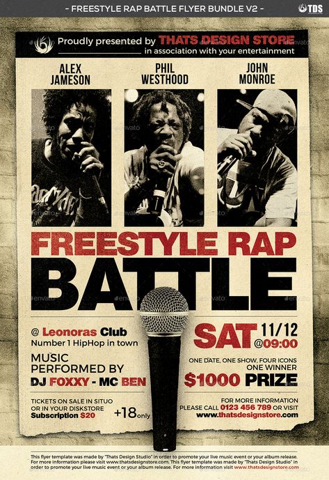 Freestyle Rap Battle Flyer Bundle V2 #Battle, #Rap, #Freestyle, #Bundle Sports Illustrations Art, Rap Freestyle, Battle Rap, Rap Concert, Concert Flyer, Freestyle Rap, Website Design Layout, Photoshop Tips, Rap Battle