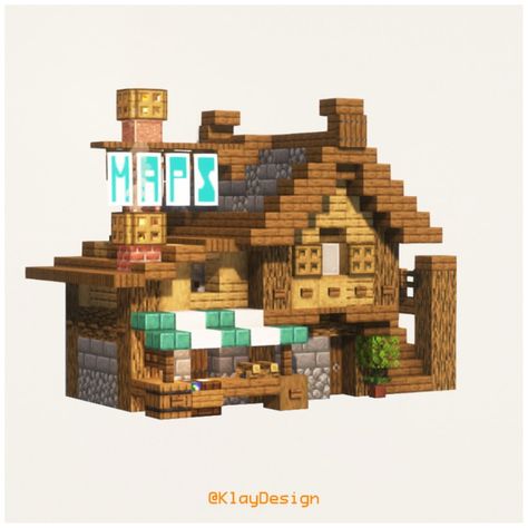 KlayDesign • Minecraft Builder | 🗺️ Cartographer’s house - Minecraft Here I built a maps shop!! You can try to build this again for a village revamp in your world! Rate it … | Instagram Minecraft Building Ideas For Villagers, Village House Upgrade Minecraft, Minecraft Custom Village Layout, Cottage Village Minecraft, Minecraft Post Office Ideas, Minecraft Village Shops, Upgraded Minecraft Village, Plains Village Revamp, Minecraft Custom Village Houses