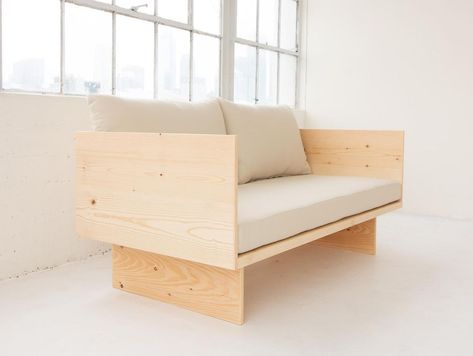 See By Design on Instagram: “This babe is off to Seattle today #daybed #handmade #madeindtla #aurevoir #seebydesign” Plywood Couch, Mcm Couch, Minimalist Daybed, Plywood Sofa, Set Design Ideas, Sofa Set Design, Diy Daybed, Bench Design, Wooden Sofa Set Designs