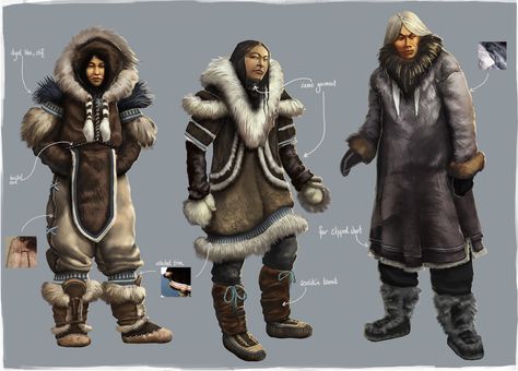 ArtStation - Inuit Designs, Sam Gauss Inuit Clothing Men, Inuit Men, Inuit Character Design, Inuit Clothing, Inuit Culture, Icewind Dale, Inuit People, Water Tribe, Inuit Art