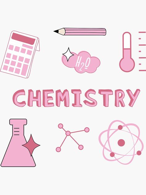 Chemistry Asthetic Picture, Pink Chemistry Aesthetic, Chemistry Binder Cover, Chemistry Design Ideas, Pink Chemistry, Aesthetic Chemistry, Diy Notebook Cover For School, Chemistry Stickers, Chemistry Subject