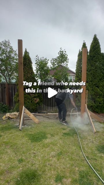 Jessica on Instagram: "Our backyard is about to be the ultimate bbq spot w/friends and family! 
For everyone asking the materials we used are linked in my bio under LTK in my swing post!! 
.
.
#diy #honereno #renovation #diyprojects #backyarddesign" Farm Patio Ideas Backyards, Zipline Backyard No Trees, Swings In Backyard, Simple Landscaping Backyard Ideas Budget, Backyard Light Ideas, Backyard Playground Design, Backyard Easy Diy Ideas, Diy Outdoor Gym Backyard, Ultimate Kids Backyard