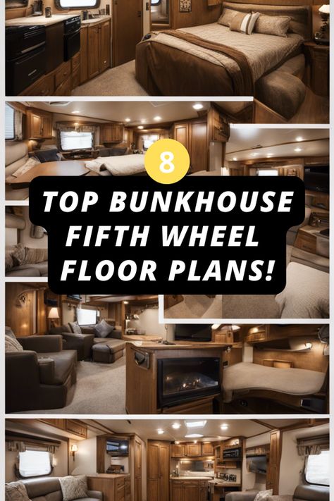 Dreaming of the perfect family RV adventure but can't decide on the right fifth wheel? 🚐💫 Dive into our latest post featuring 8 superb fifth wheel floor plans complete with bunkhouses that promise comfort and fun for the whole family! Are you ready to find your dream RV setup? Click to discover how these floor plans can enhance your family trips! 🌟  #rvlife #rvliving #camper Fifth Wheel Campers Floor Plans, Bunkhouse Floor Plans, Rv Living Organization, Camper Flooring, Rv Floor Plans, Fifth Wheel Campers, Double Bunk, Fifth Wheel Trailers, Rv Adventure