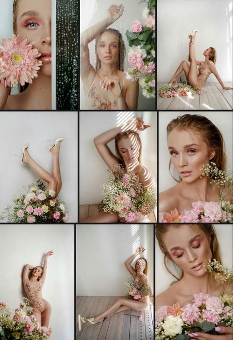 Photos With Flowers, Woman With Flowers, Spring Photoshoot, Flower Photoshoot, Creative Photoshoot Ideas, Shotting Photo, Self Portrait Photography, Creative Portrait Photography, Portrait Photoshoot