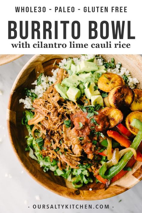 Paleo Burrito, Lime Cauliflower Rice, Spicy Pulled Pork, Cilantro Lime Cauliflower Rice, Low Oxalate, Cauli Rice, Ideal Protein, Paleo Lunch, Whole30 Recipes