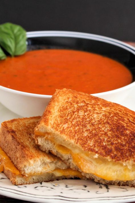 Homemade Grilled Cheese And Tomato Soup, Tomato Soups, Soup Grilled Cheese, Homemade Grilled Cheese, Soup And Grilled Cheese, Baked Brussel Sprouts, Grilled Cheese And Tomato Soup, Stews Recipes, Hot Sandwiches